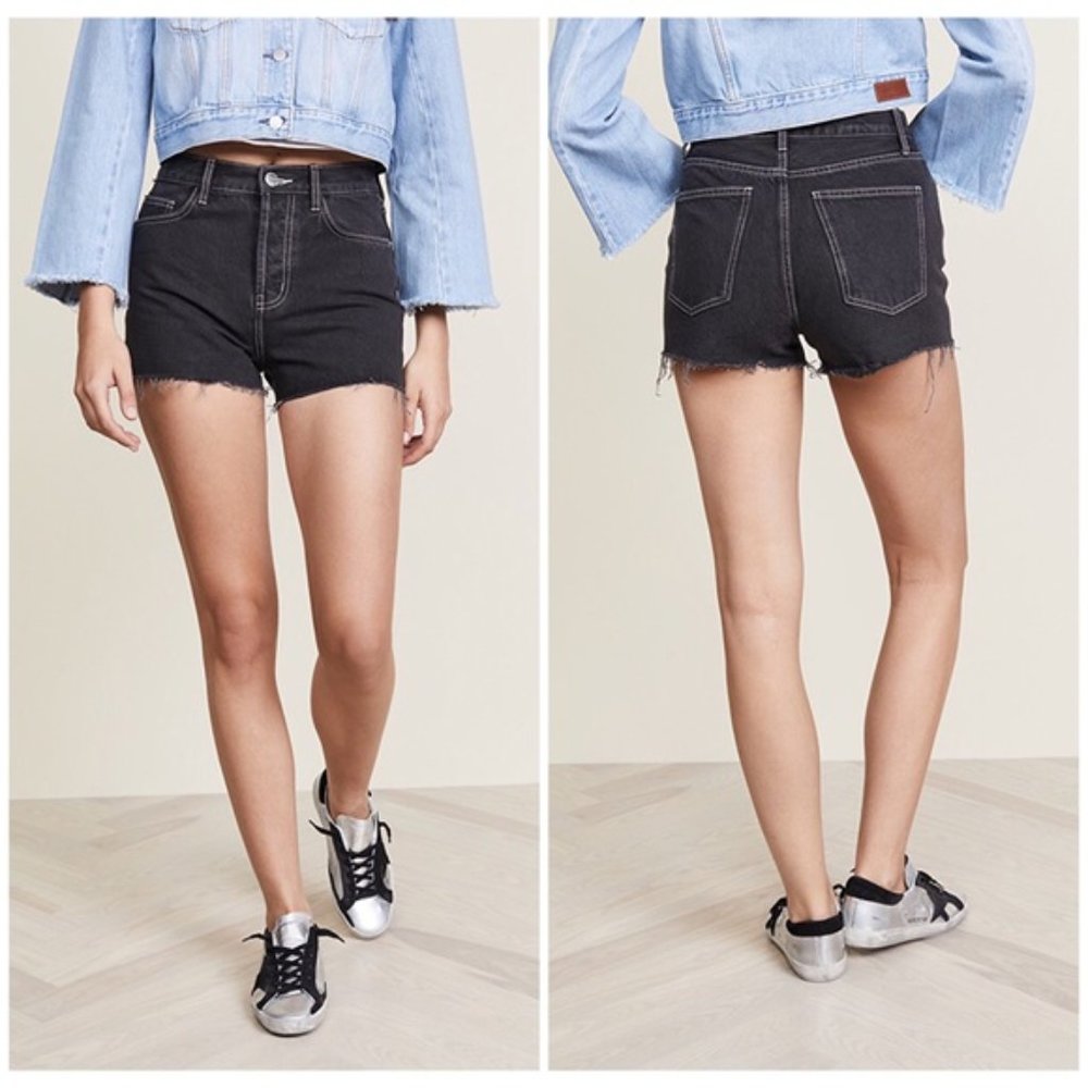 Current/Elliott Ultra High Waist Shorts Black Denim Size 28 Revolve